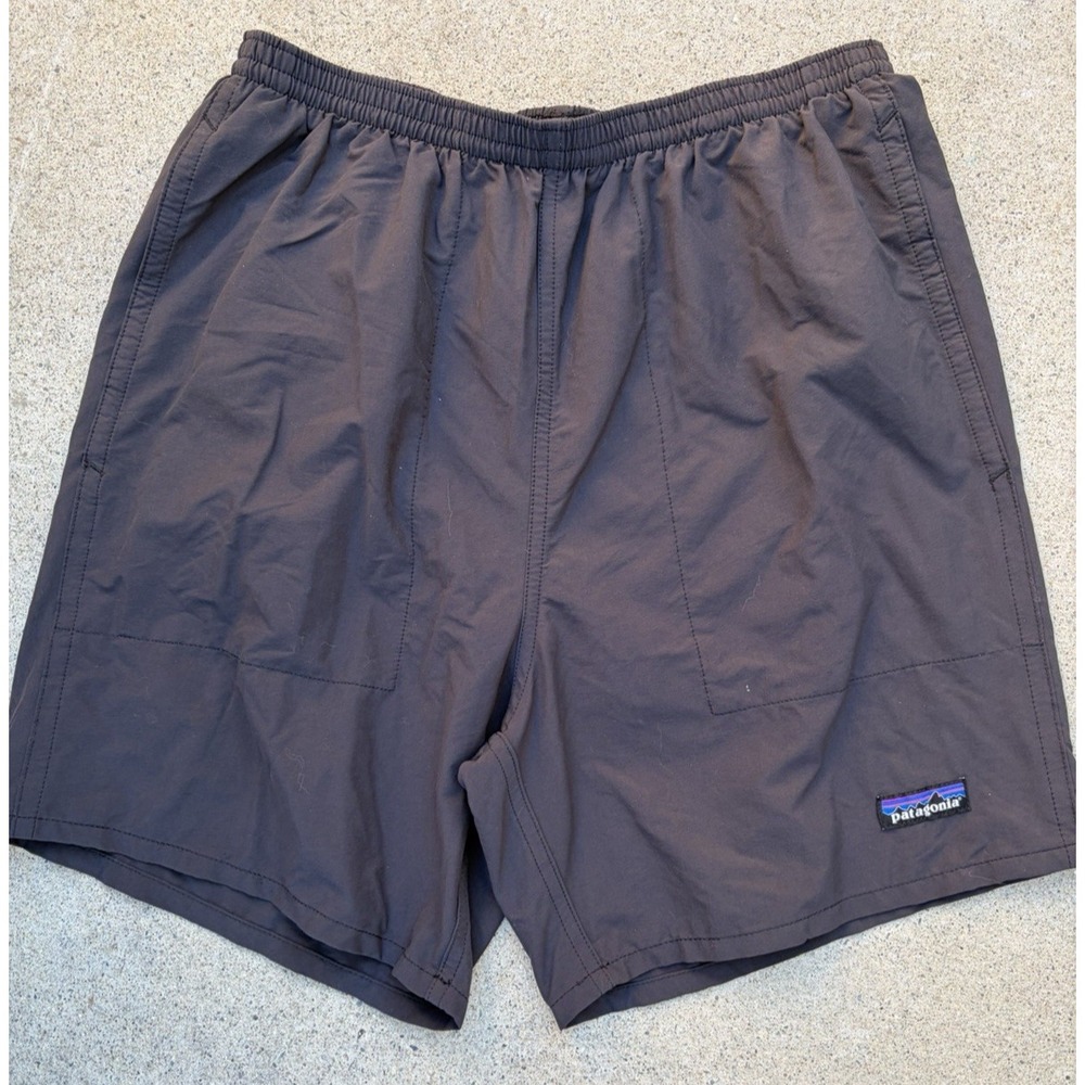 Men's Patagonia Shorts Gray Solid Nylon M Pocket Outdoor Swim Gym Racing Lined